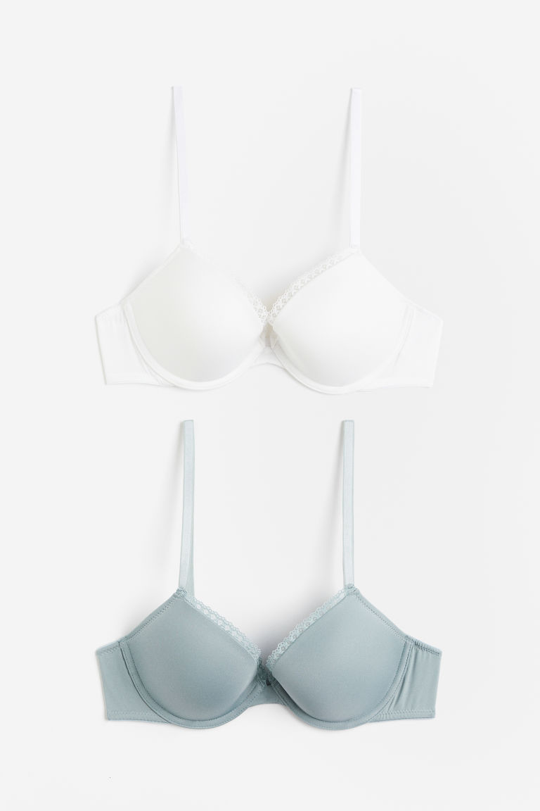 H & M - Set van 2 push-up bh‘s van microvezel - Turquoise