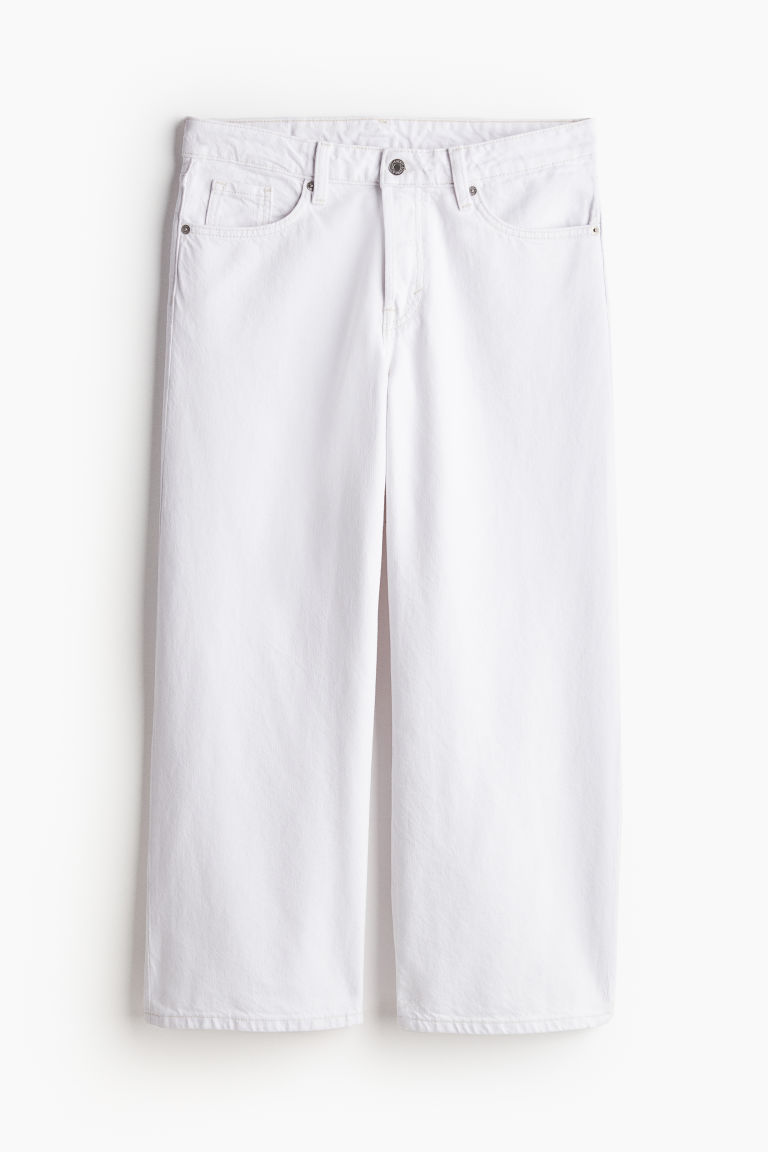 H & M - Baggy Wide Low Ankle Jeans - Wit