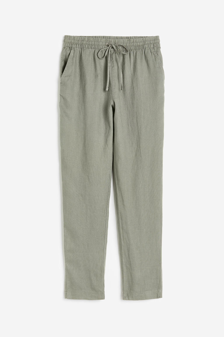 H & M - Linnen joggers - Groen