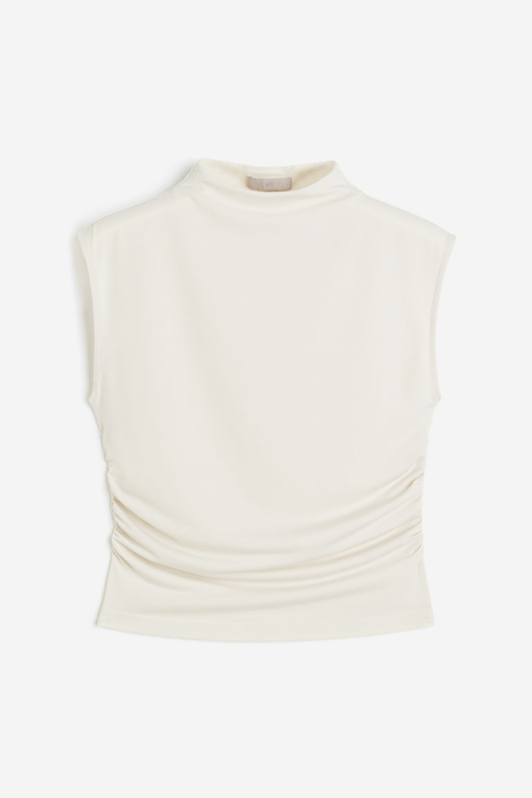 H & M - Crop top met turtleneck - Beige