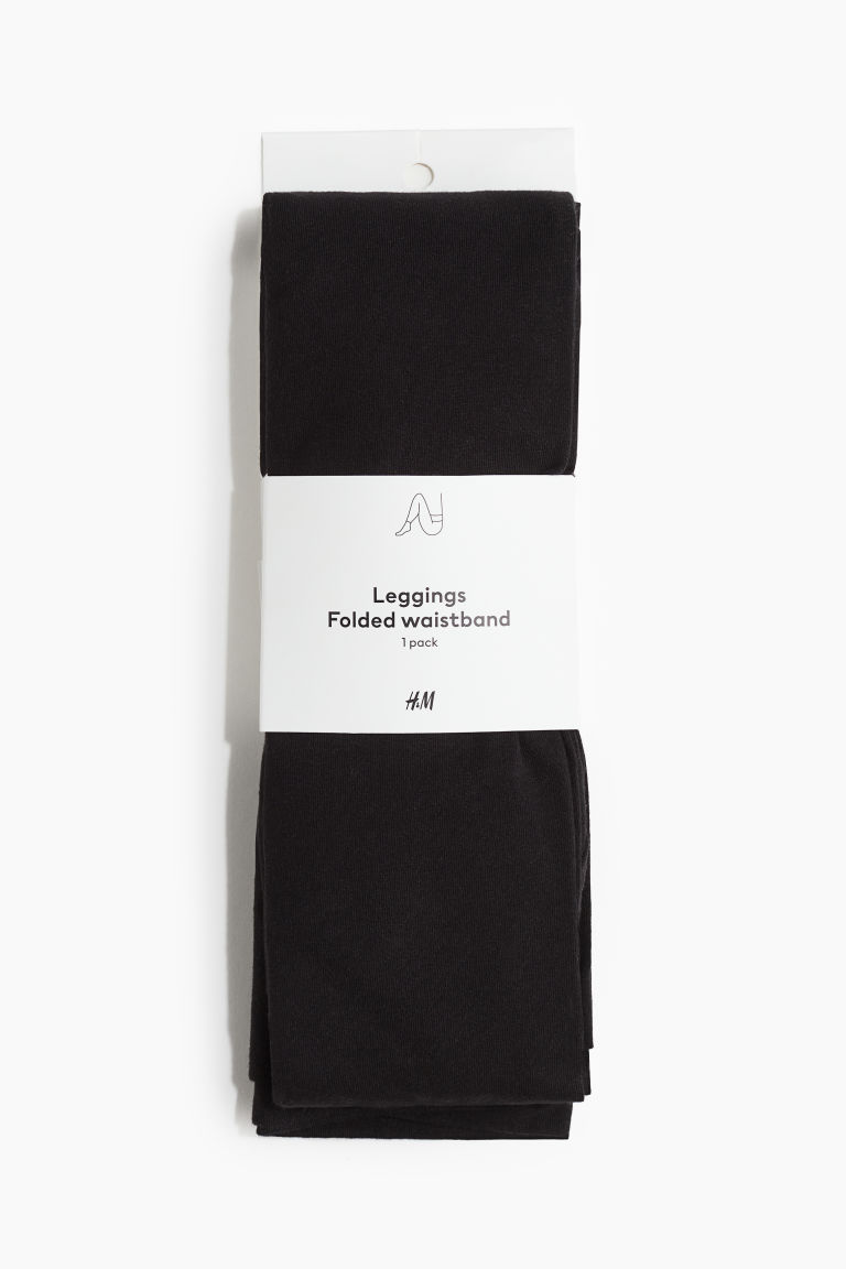 H & M - Legging met omgeslagen tailleband - Zwart