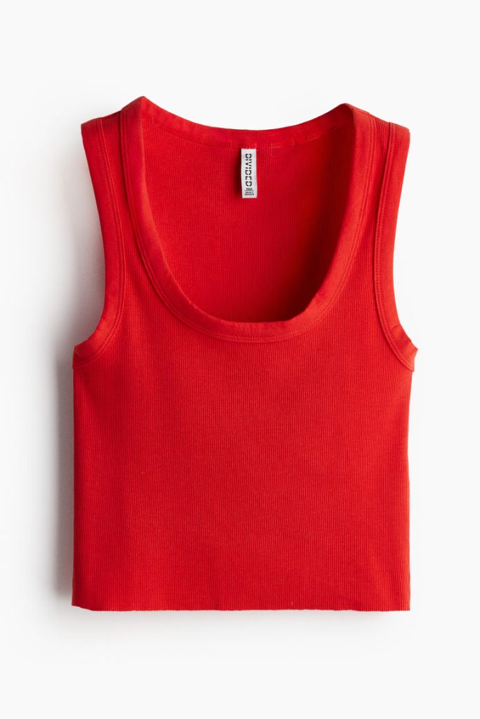 H & M - Korte tanktop - Rood