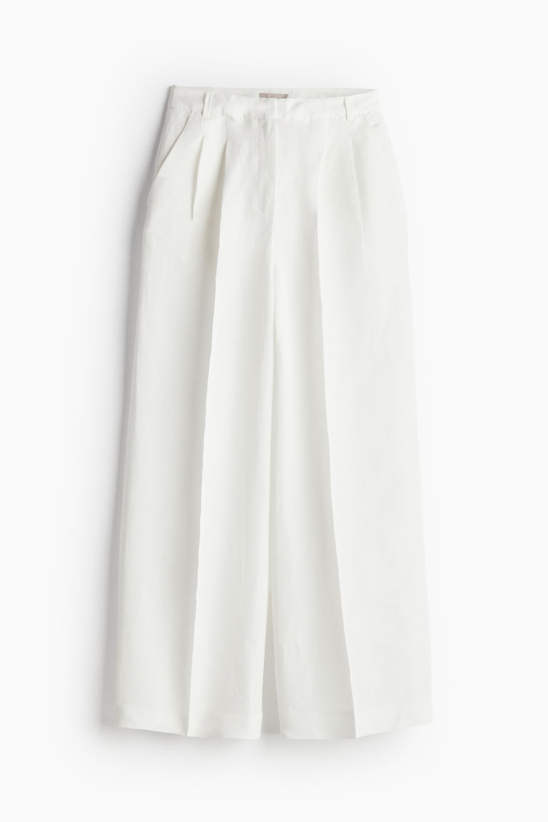 H & M - Pantalon van linnenmix - Wit