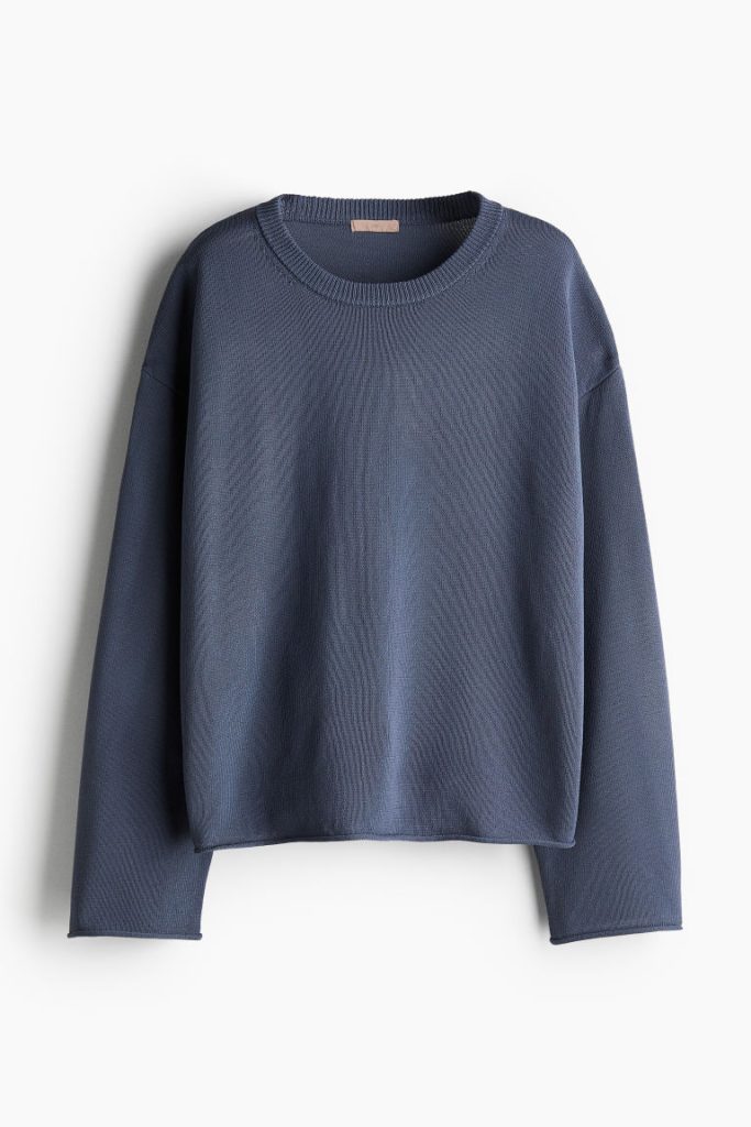 H & M - Trui met oprollende randjes - Blauw