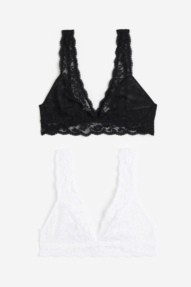 H & M - Set van 2 kanten soft-bh‘s - Wit