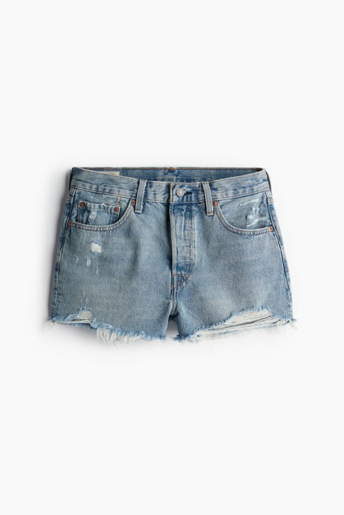 H & M - 501® Original High Rise Jean Shorts - Blauw