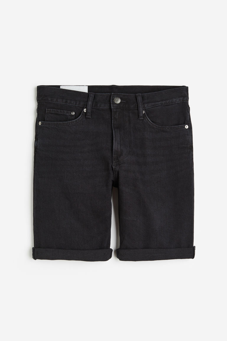 H & M - Denim short - Slim Fit - Zwart