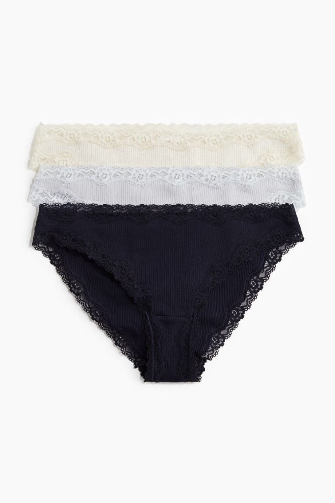 H & M - Set van 3 slips van ribkatoen - Blauw