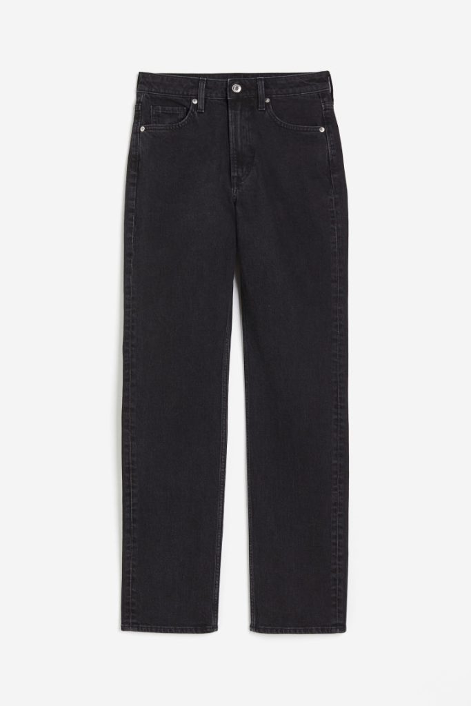 H & M - Slim Straight High Jeans - Zwart