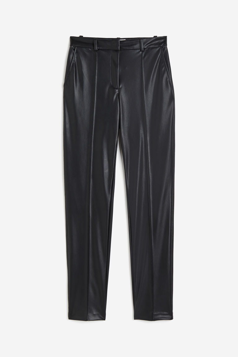 H & M - Pantalon met coating - Zwart