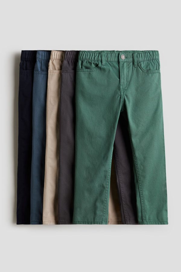 H & M - Set van 5 broeken - Relaxed Tapered Fit - Groen