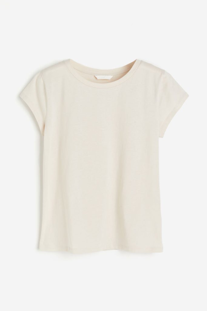 H & M - Katoenen T-shirt - Beige