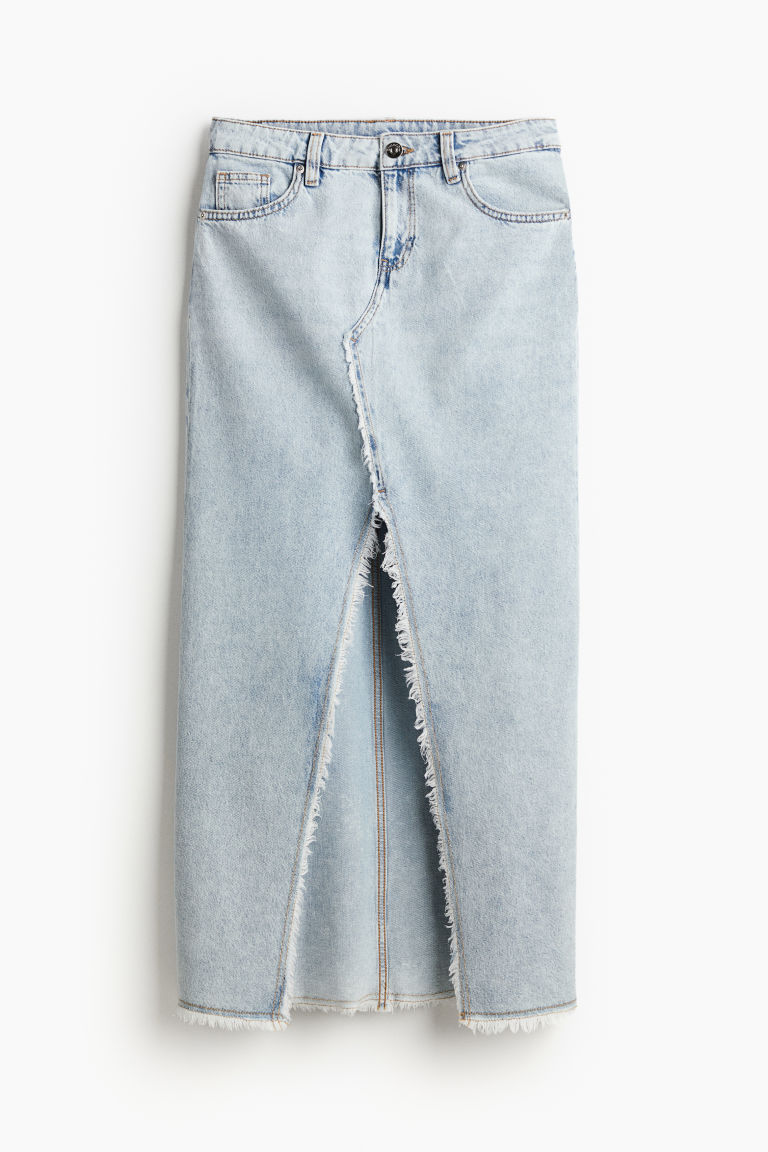 H & M - Denim rok met rafels - Blauw