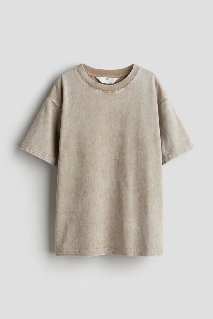 H & M - T-shirt van katoenen tricot - Beige