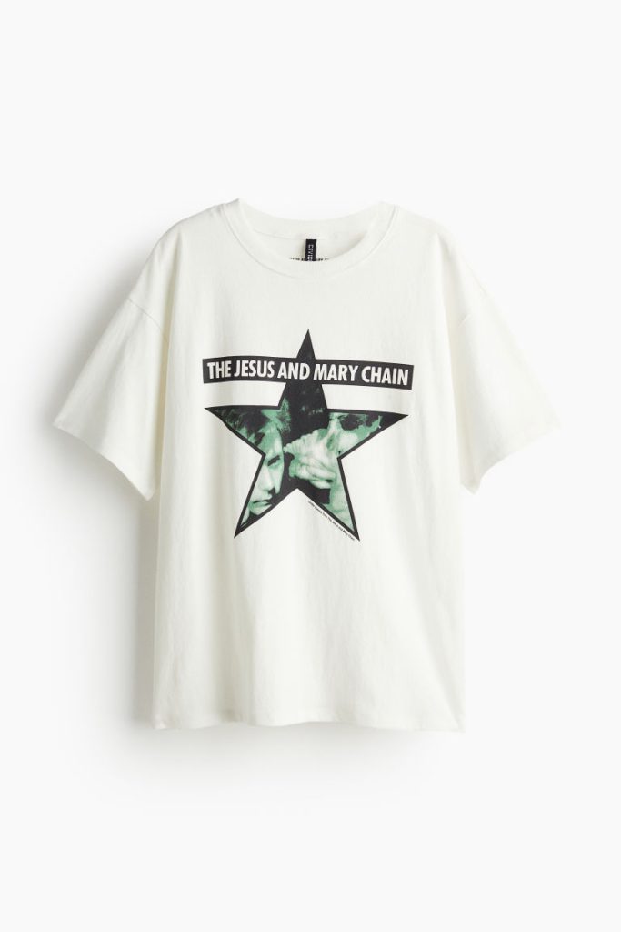 H & M - Oversized T-shirt met print - Wit