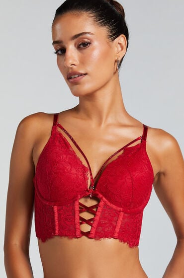 Hunkemöller Voorgevormde push-up longline beugel bh Charlotta Rood