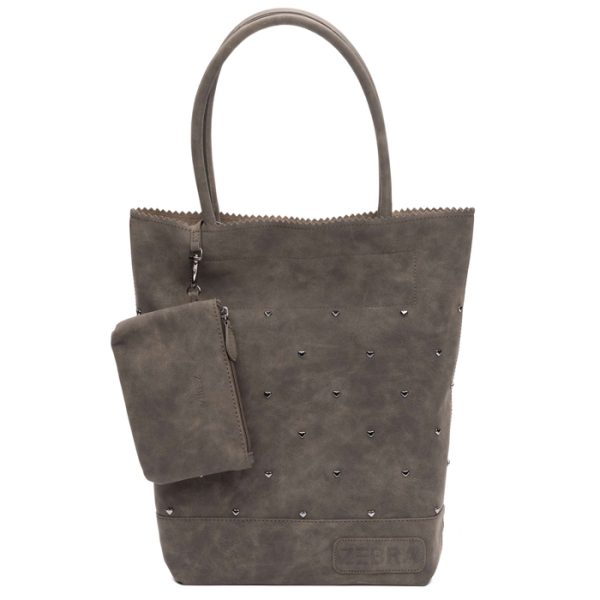 Zebra Natural Shopper met Studs Army Green Suedine