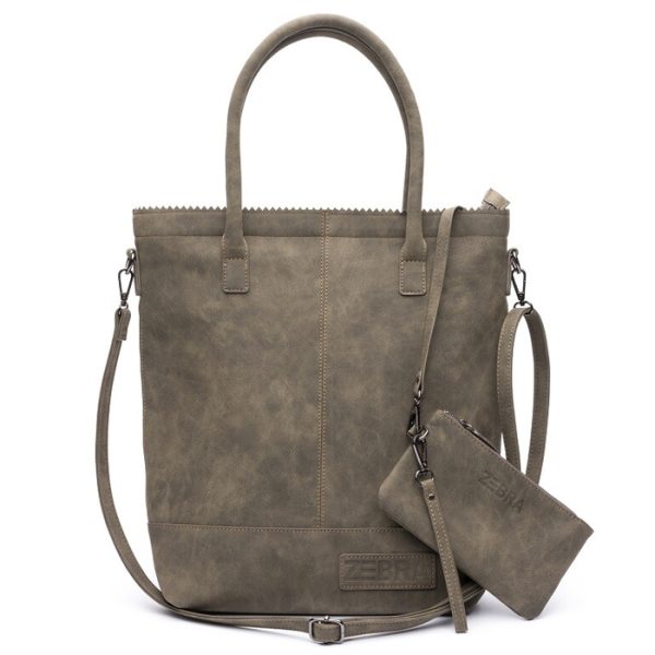 Zebra Natural Shopper met rits Army Suedine