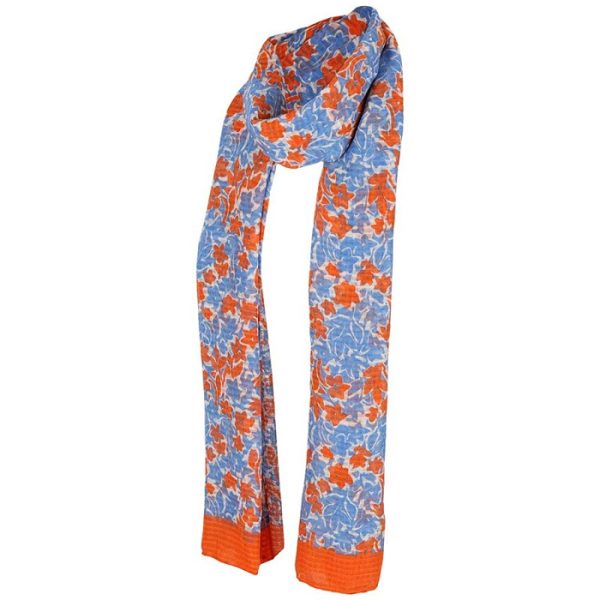 Langwerpige zomer sjaal blauw/oranje