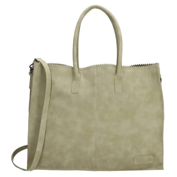 Zebra Natural Bag Lisa XL Natuur Groen Suedine