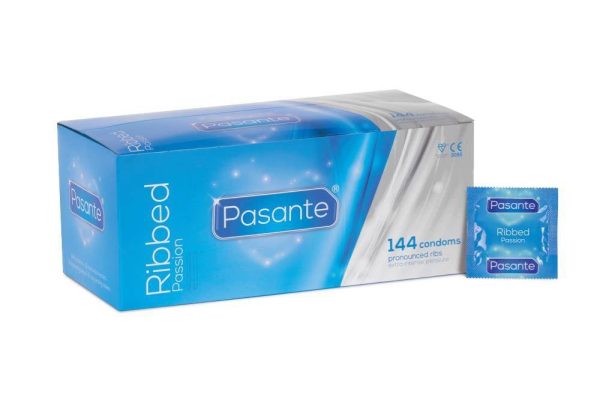 Pasante Ribbed Passion Geribbelde Condooms 144 stuks (grootverpakking)