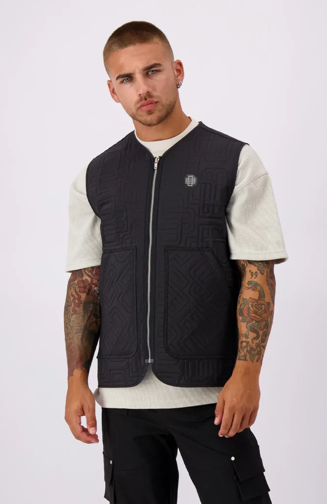 Black Bananas Monogram Quilted Vest Heren Zwart - Maat M - Kleur: Zwart | Soccerfanshop