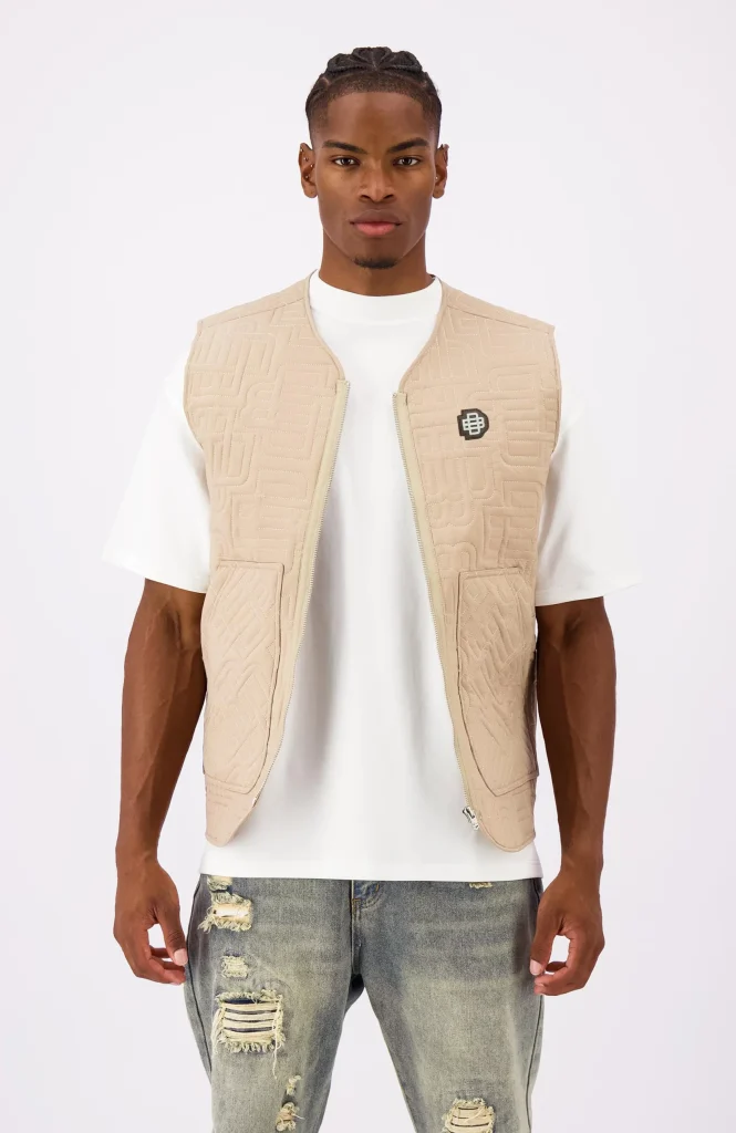 Black Bananas Monogram Quilted Vest Heren Bruin - Maat S - Kleur: Bruin | Soccerfanshop