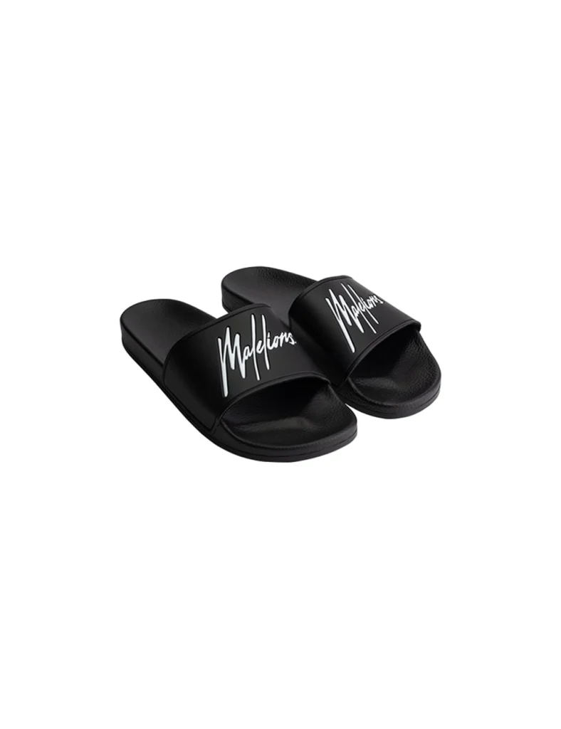 Malelions Signature Slippers Heren Zwart/Wit - Maat 40 - Kleur: Zwart | Soccerfanshop