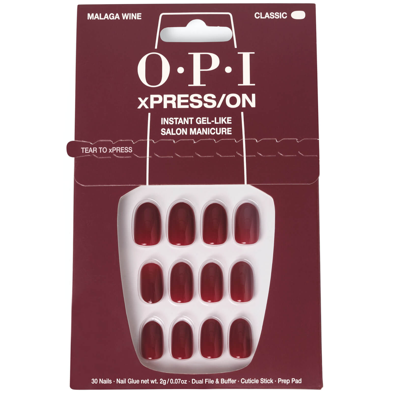 OPI xPRESS/ON - Malaga Wine Press On Nails Gel-Like Salon Manicure