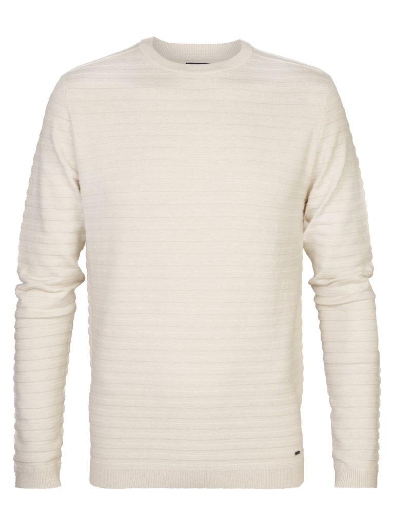 Petrol M-3040-kwr269 Knitwear Round Neck Basic Trui 7137 Ecru