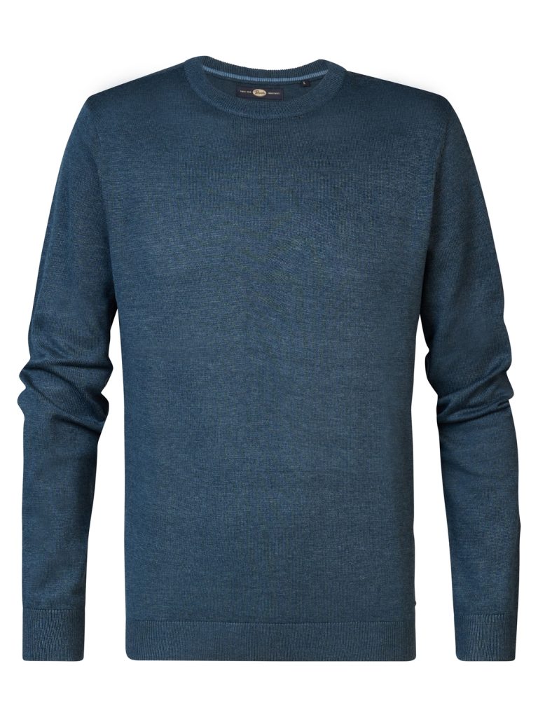 Petrol M-3040-kwr201 Knitwear Round Neck Basic Trui 5185 Midnight Blue