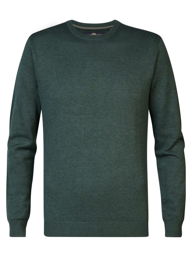 Petrol M-3040-kwr201 Knitwear Round Neck Basic Trui 6089 Bottle