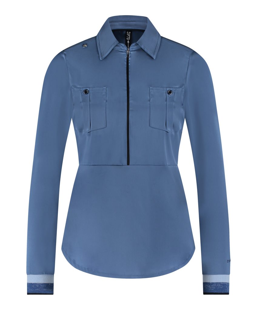 Zip73 Female Shirts En Tops Top Rits L.mouw Wonderful Blue W24/623/05/405