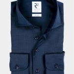 R2 Amsterdam Casual hemd lange mouw Blauw NOS.WOOL.002/010