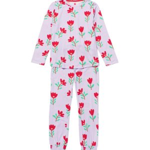 HEMA Kinderpyjama Micro Bloemen Lila (lila)