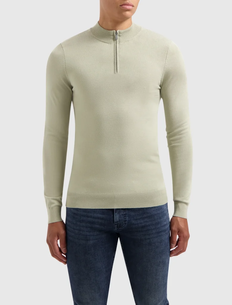 Pure Path Essential Knitwear Halfzip Sweater Heren Lichtgroen - Maat L - Kleur: Lichtgroen | Soccerfanshop