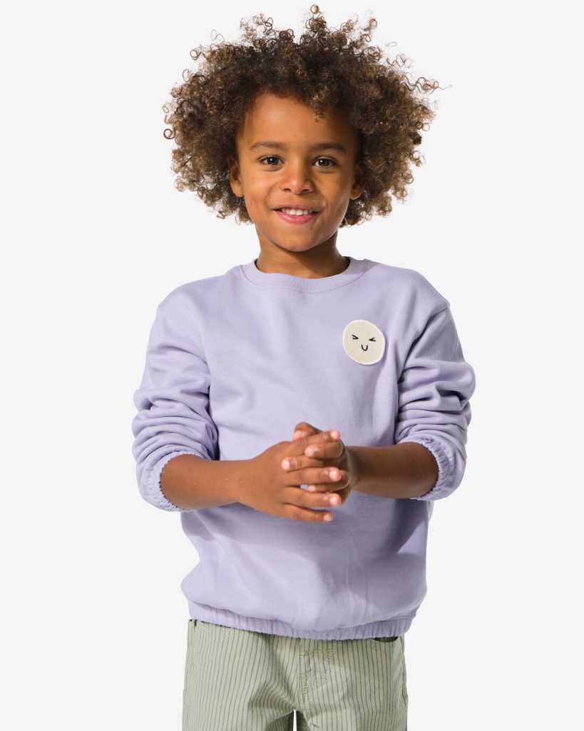 HEMA Kinder Sweattop Gezichtje Paars (paars)