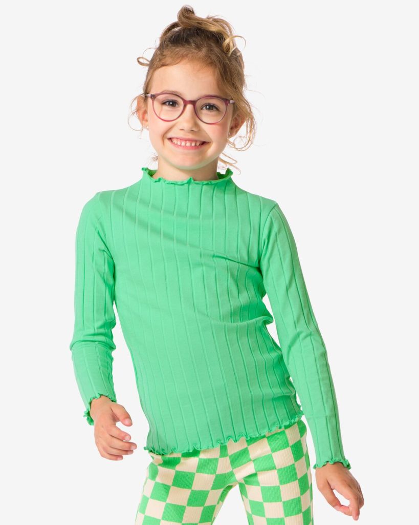 HEMA Kinder T-shirt Met Ribbels Groen (groen)