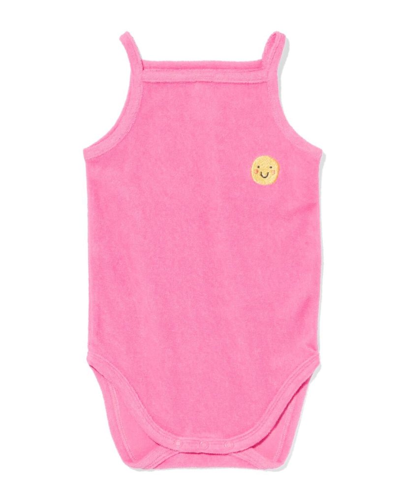 HEMA Romper Katoen Met Stretch Gezichtje Roze (roze)