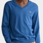 Gant Pullover Blauw Classic Cotton V-Neck 8030562/407