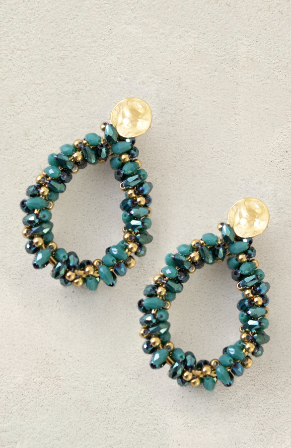 Elegant Beads Oorbellen Goud Smaragd Mint