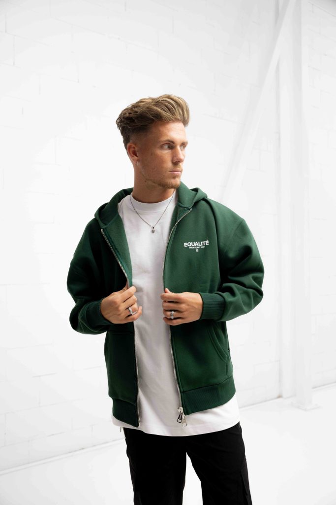 Equalité Societe Oversized Full Zip Hoodie Heren Groen - Maat S - Kleur: Groen | Soccerfanshop