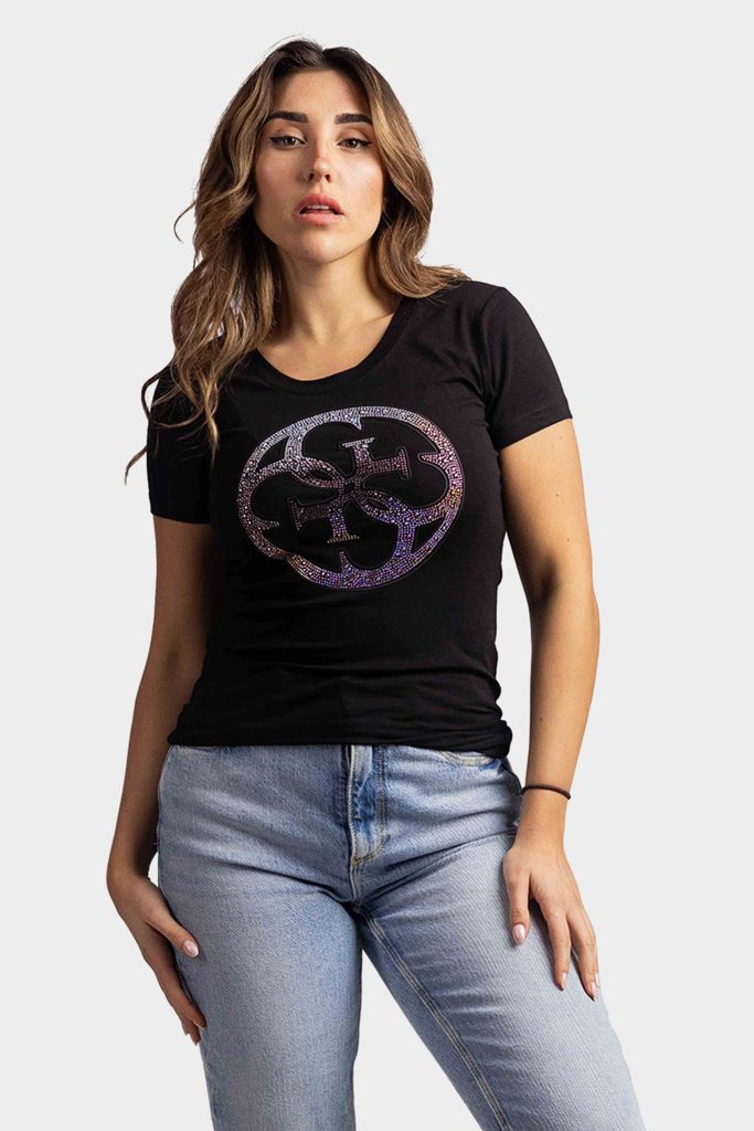 Guess 4G Logo T-Shirt Dames Zwart - Maat M - Kleur: Zwart | Soccerfanshop