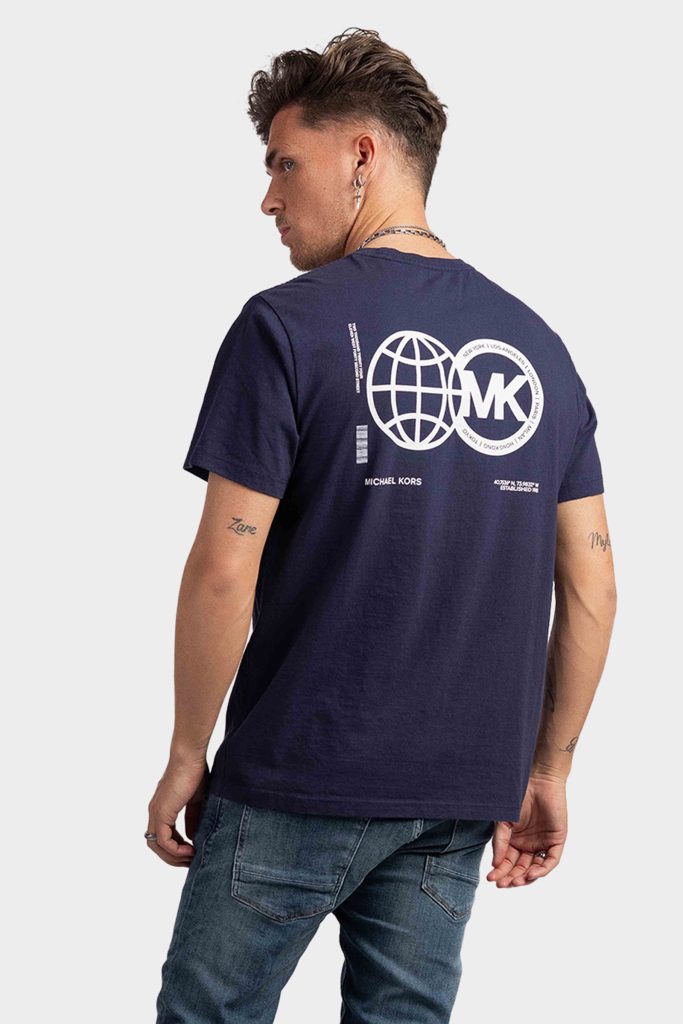 Michael Kors Global Recycled T-Shirt Heren Donkerblauw - Maat L - Kleur: Donkerblauw | Soccerfanshop