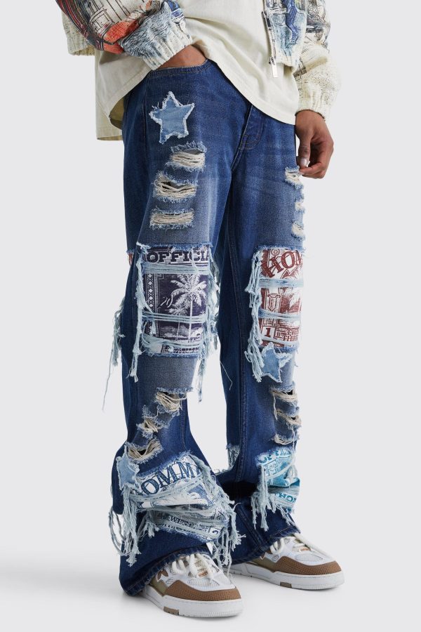 Onbewerkte Flared Baggy Jeans