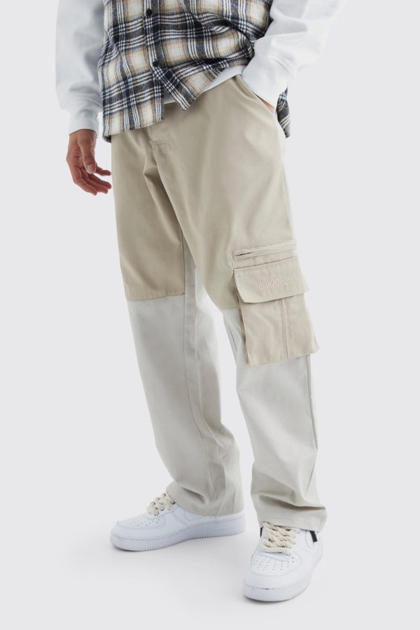 Official Baggy Color Block Cargo Broek Met Logo