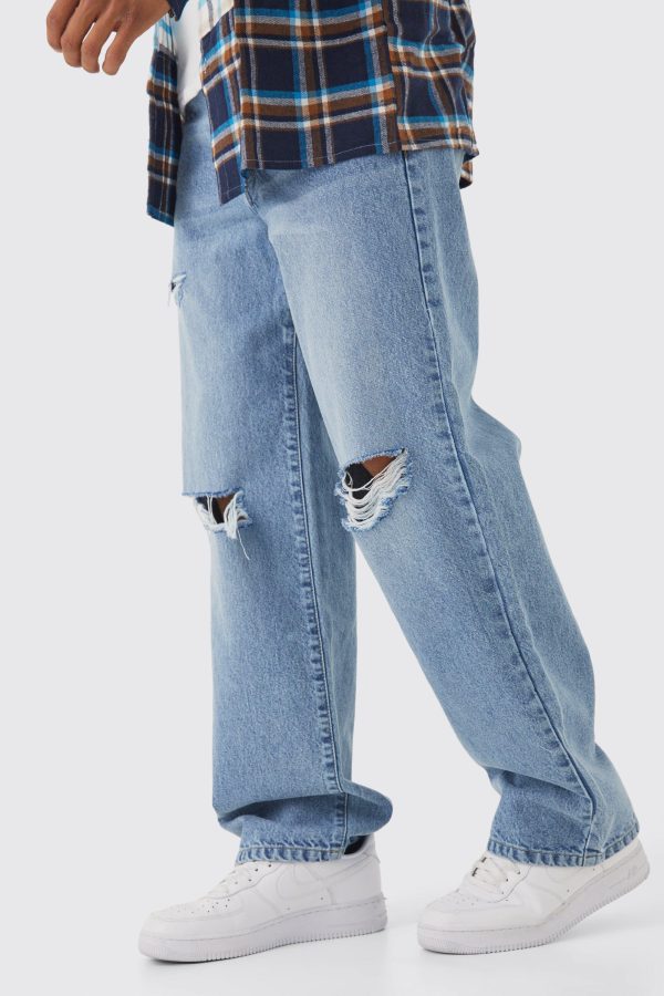 Onbewerkte Versleten Baggy Jeans