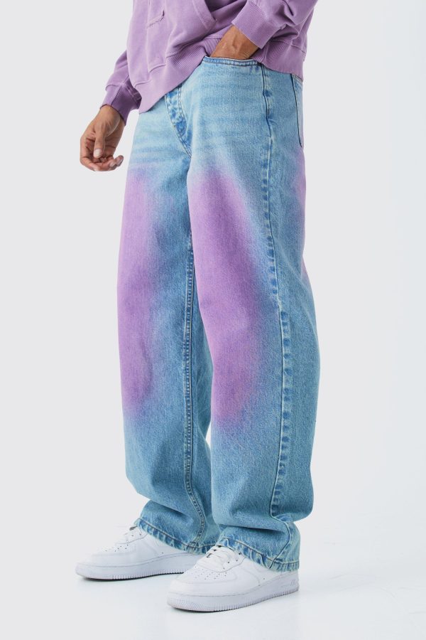 Onbewerkte Roze Getinte Baggy Jeans In Antiek Blauw