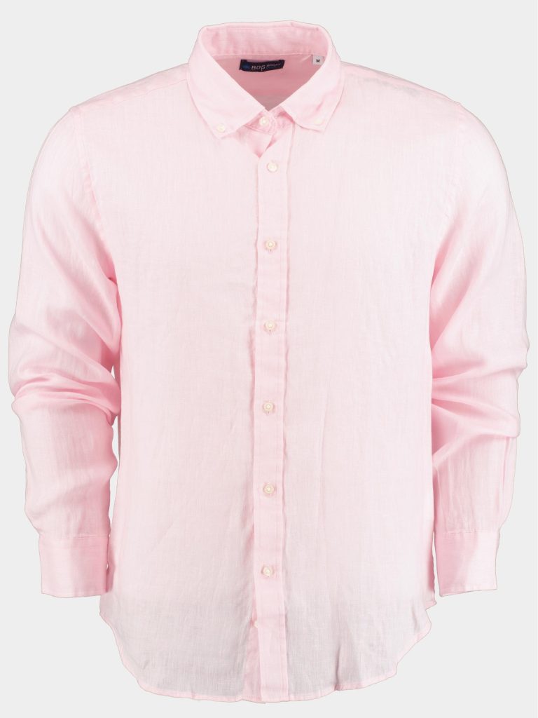 Bos Casual hemd lange mouw Roze Linnen shirt slim fit 9435900/502