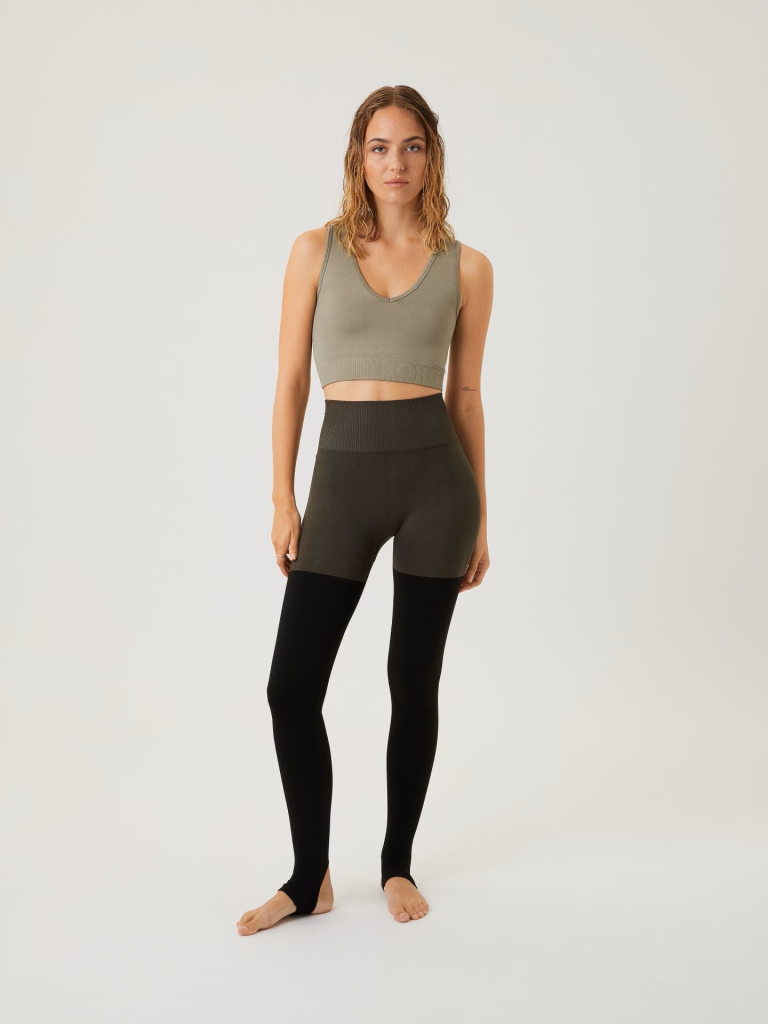 Bjorn Borg Björn Borg Sthlm Seamless Open Heel Tights – Naadloze Hoge Taille Leggings Met Open Hiel In Groen En Zwart Maat M/l Female